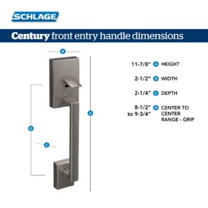 Schlage FE285 CEN 622 LAT Century Front Entry Handleset with Latitude Lever, Lower Half Grip, Matte Black