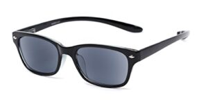 retro square reading sunglasses in black with smoke lenses by readers.com | the cabo hanging | +2.00