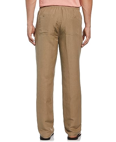 Cubavera Men's Linen-Blend Pants With Drawstring (Size Small - 5X Big & Tall), Timber Wolf Brown, Large/32" Inseam