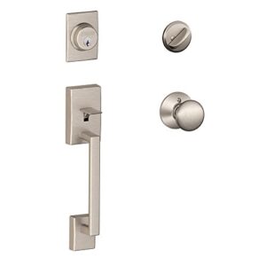 schlage f60 cen 619 century single cylinder handleset and plymouth knob, satin nickel