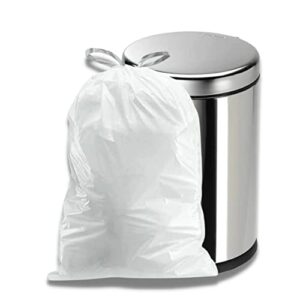 Plasticplace 6 Gallon Trash Bags, 0.7 Mil, White Drawstring Garbage Can Liners, 17" x 20" (200 Count)