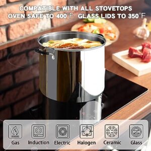 Cook N Home Stockpot Sauce Pot Induction Pot With Lid Professional Stainless Steel 12 Quart, Dishwasher Safe With Stay-Cool Handles, Silver