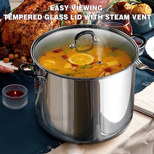 Cook N Home Stockpot Sauce Pot Induction Pot With Lid Professional Stainless Steel 12 Quart, Dishwasher Safe With Stay-Cool Handles, Silver