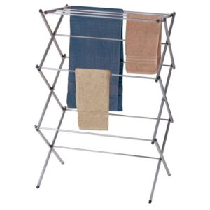 J&V TEXTILES 3-Tier Collapsing Foldable Laundry Drying Rack, Silver