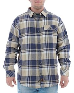 legendary whitetails men's standard buck camp flannel shirt, shale plaid, medium