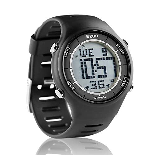 EZON Digital Sport Watch for Outdoor Running with Countdown Timer and Stopwatch Waterproof Mens Black Watch Black L008A11