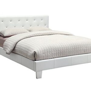 Furniture of America Clarrisse Leatherette Platform Bed, California King, White