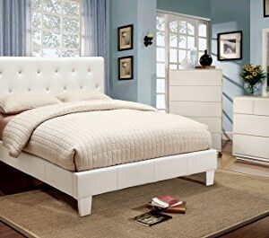 Furniture of America Clarrisse Leatherette Platform Bed, California King, White