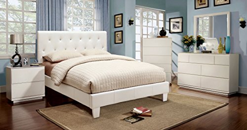 Furniture of America Clarrisse Leatherette Platform Bed, California King, White