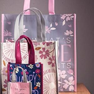 Karma Reusable Gift Bags - Tote Bag and Gift Bag with Handles - Perfect for Birthday Gifts and Party Bags RPET 1 Charcoal Flowers Small