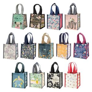 Karma Reusable Gift Bags - Tote Bag and Gift Bag with Handles - Perfect for Birthday Gifts and Party Bags RPET 1 Charcoal Flowers Small