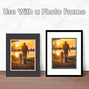 Golden State Art, Pack of 10 11x14 Double Picture Mats with White Core Bevel Cut for 8x10 Pictures + Backing + Bags, Mix Color
