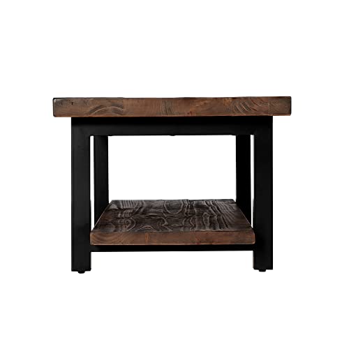 Alaterre Furniture Pomona Rustic Industrial Modern Vintage Metal and Solid Wood Coffee Table, Easy Assembly, 42 in x 24 in x 18 in ,Brown