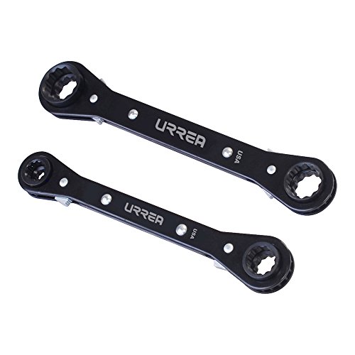 Urrea 4-in-1 Ratcheting Wrench Set - 2-Piece (5/16"-3/4") 12-Point Reversible Ratcheting Box-End Wrench Set with Flat Design & Black Oxide Finish - 1170A