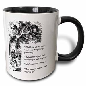 3drose which way ought i go from here chesire cat-alice in wonderland quote mug, 1 count (pack of 1), black