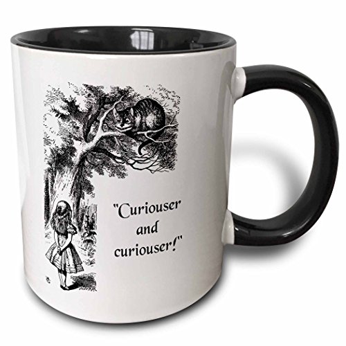 3dRose curio user-Alice in Wonderland Lewis Carroll quote Two Tone Mug, 11 oz, Black