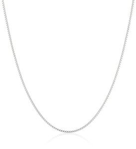 amazon collection sterling silver thin 0.8mm box chain necklace 24", silver