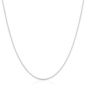 Amazon Collection Sterling Silver Thin 0.8mm Box Chain Necklace 24", Silver