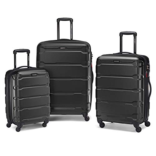 Samsonite Omni PC Hardside Expandable Luggage with Spinner Wheels, Checked-Large 28-Inch, Black