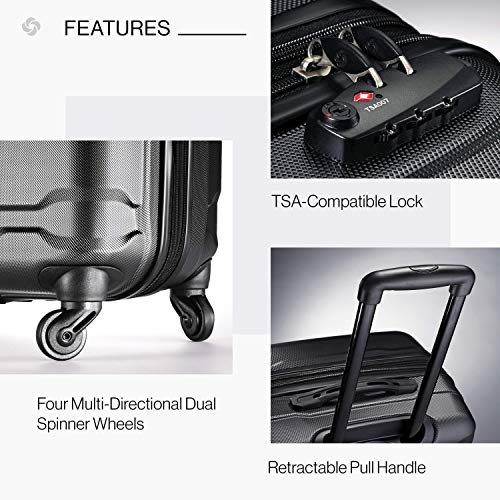 Samsonite Omni PC Hardside Expandable Luggage with Spinner Wheels, 3-Piece Set (20/24/28), Black