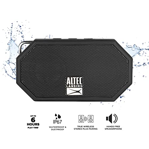 Altec Lansing Mini H2O - Waterproof Bluetooth Speaker, IP67 Certified & Floats in Water, Compact & Portable Speaker for Hiking, Camping, Pool, and Beach,Black