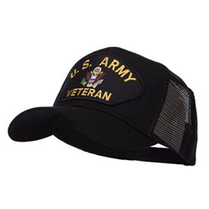 e4Hats.com US Army Veteran Military Patched Mesh Cap - Black OSFM