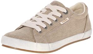 taos footwear women's star canvas sneaker - style and comfort khaki wash 8.5 m us