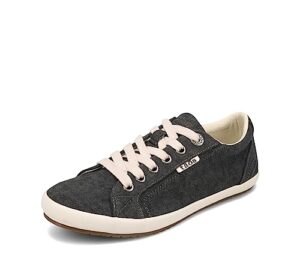 taos footwear women's star canvas sneaker - style and comfort charcoal wash 9 m us