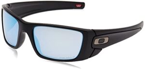 oakley men's oo9096 fuel cell rectangular sunglasses, matte black/prizm deep water polarized, 60 mm