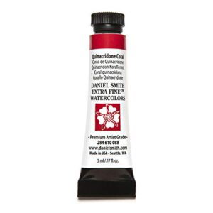 daniel smith extra fine watercolor paint, 5ml tube, quinacridone coral, 284610088, 1.7 fl oz (pack of 1)