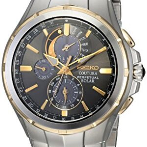SEIKO SSC376 Watch for Men - Coutura Collection - Two-Tone Stainless Steel Case & Bracelet, Light-Powered, 6-Month Power Reserve, Perpetual Calendar, and 100m Water Resistant