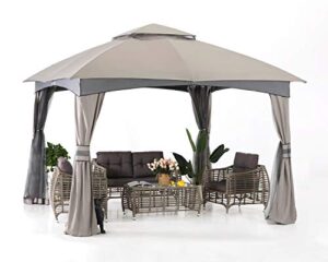 abccanopy 8x8 outdoor gazebo - patio gazebo with mosquito netting, outdoor canopies for shade and rain for lawn, garden, backyard & deck (gray)