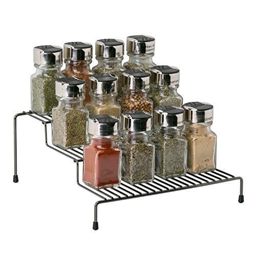 Kitchen Details 3 Tier Free Standing Spice Rack Organizer Shelf | Counter Top | Pantry Kitchen Cabinet | Onyx