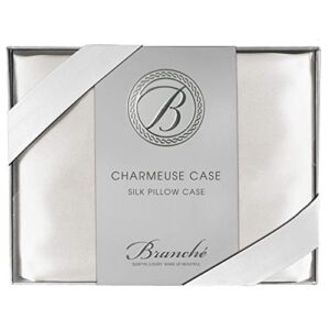branché beauty sleep charmeuse case | silk pillowcase for healthy skin and hair | boudoir - 12" x 16" / 31 x 41 cm | white