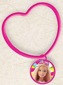 amscan barbie sparkle heart bracelet with charm party favor, magenta, 2 3/4"