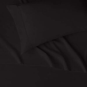 Amazon Basics Lightweight Super Soft Easy Care Microfiber 3-Piece Bed Sheet Set with 14-Inch Deep Pockets, Twin XL, Black, Solid