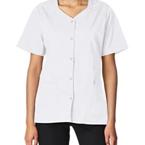 WonderWink Women's Wonderwork Short Sleeve Snap Jacket, White, X-Large