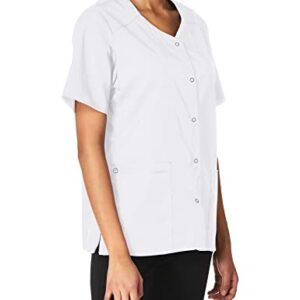 WonderWink Women's Wonderwork Short Sleeve Snap Jacket, White, X-Large