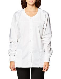 wonderwink women's constance snap jacket blazer, true white, large