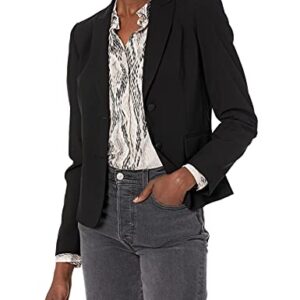 Calvin Klein Women's Two Button Lux Blazer (Petite, Standard, Black, 18 Plus