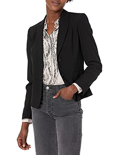 Calvin Klein Women's Two Button Lux Blazer (Petite, Standard, Black, 18 Plus