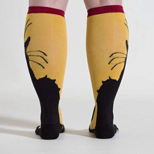 Sock It To Me Wide Calf Stretch Chat Noir Cat Knee High Socks