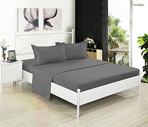 100% Cotton 200 TC 3 PC Twin XL Sheet Set Soft and Comfy - Twin Extra Long, 15" Deep Pocket, 39" x 80" Great for Dorm Room, Hospital and Split King Dual Adjustable Beds (Grey, Twin XL)