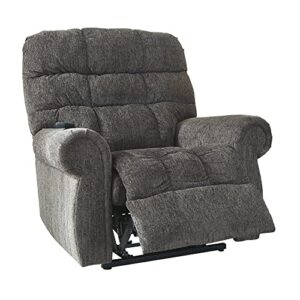 Signature Design by Ashley Ernestine Power Lift Adjustable Oversized Recliner for Elderly, Gray