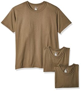 soffe men's 3 pack - usa poly/cotton military tee, tan, x-large