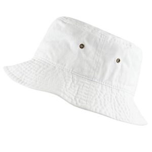 the hat depot 300n unisex 100% cotton packable summer travel bucket sun fishing hat (s/m, white)