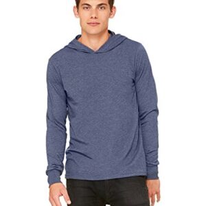 Bella + Canvas Unisex Jersey Long-Sleeve Hoodie, Large, HEATHER NAVY