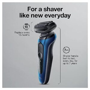 Braun Series 6 6095cc Electric Razor for Men with SmartCare Center, Beard Trimmer, Stubble Beard Trimmer, Cleansing Brush, Wet & Dry, Rechargeable, Cordless Foil Shaver, Blue