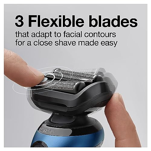 Braun Series 6 6095cc Electric Razor for Men with SmartCare Center, Beard Trimmer, Stubble Beard Trimmer, Cleansing Brush, Wet & Dry, Rechargeable, Cordless Foil Shaver, Blue