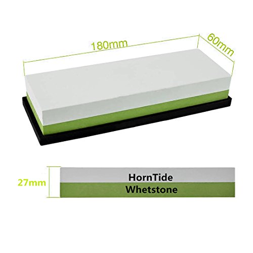 HornTide 600/1500 Grit Combination Whetstone 7-Inch Corundum Waterstone Dual-Sided Knife Sharpening Stone Sharpener